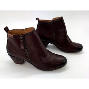 Pikolinos Rotterdam Leather Ankle Boots Brown Side Zipper comfort Size 10